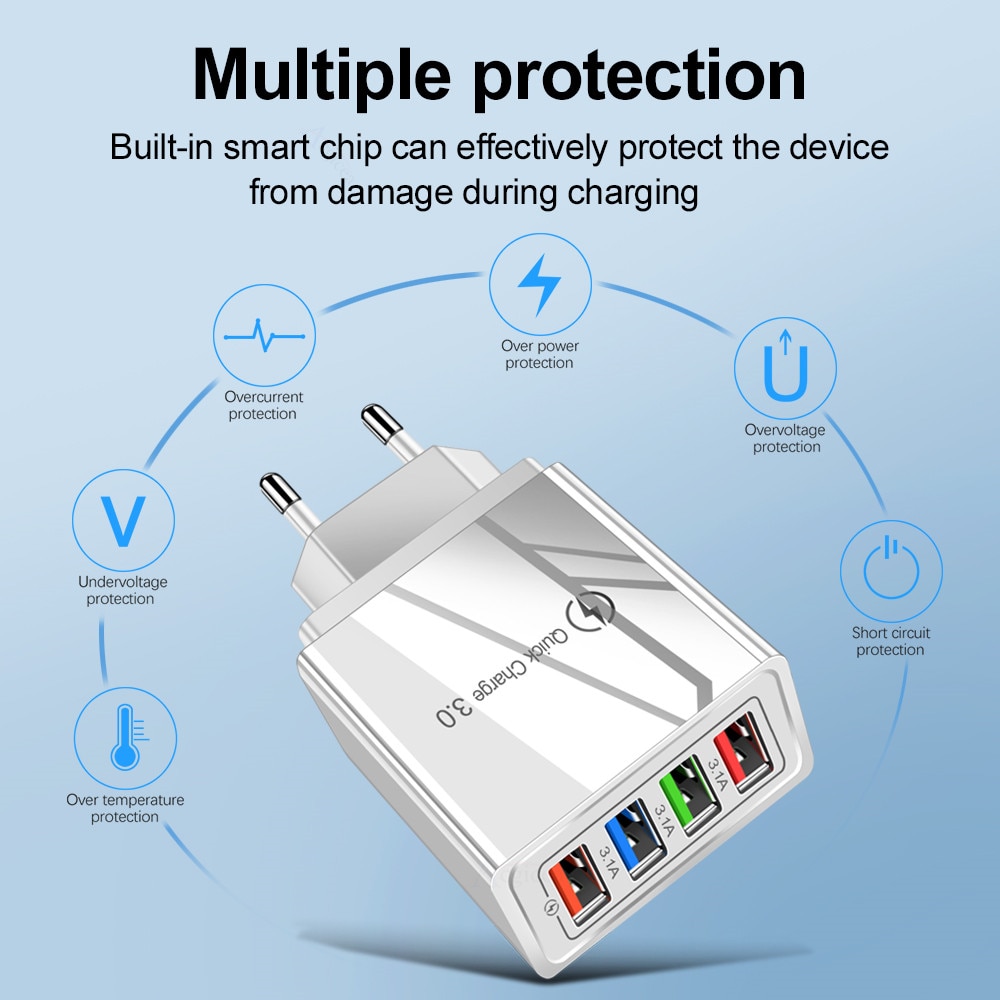 USB Charger Quick Charge 3.0 4 Ports