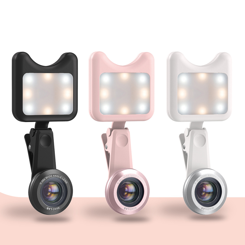 Universal Wide Angle Phone Lens with LED Light